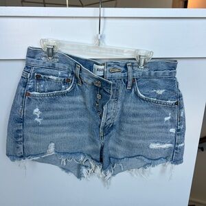 Agolde Women's Frayed Hem Jean Shorts - Light Blue